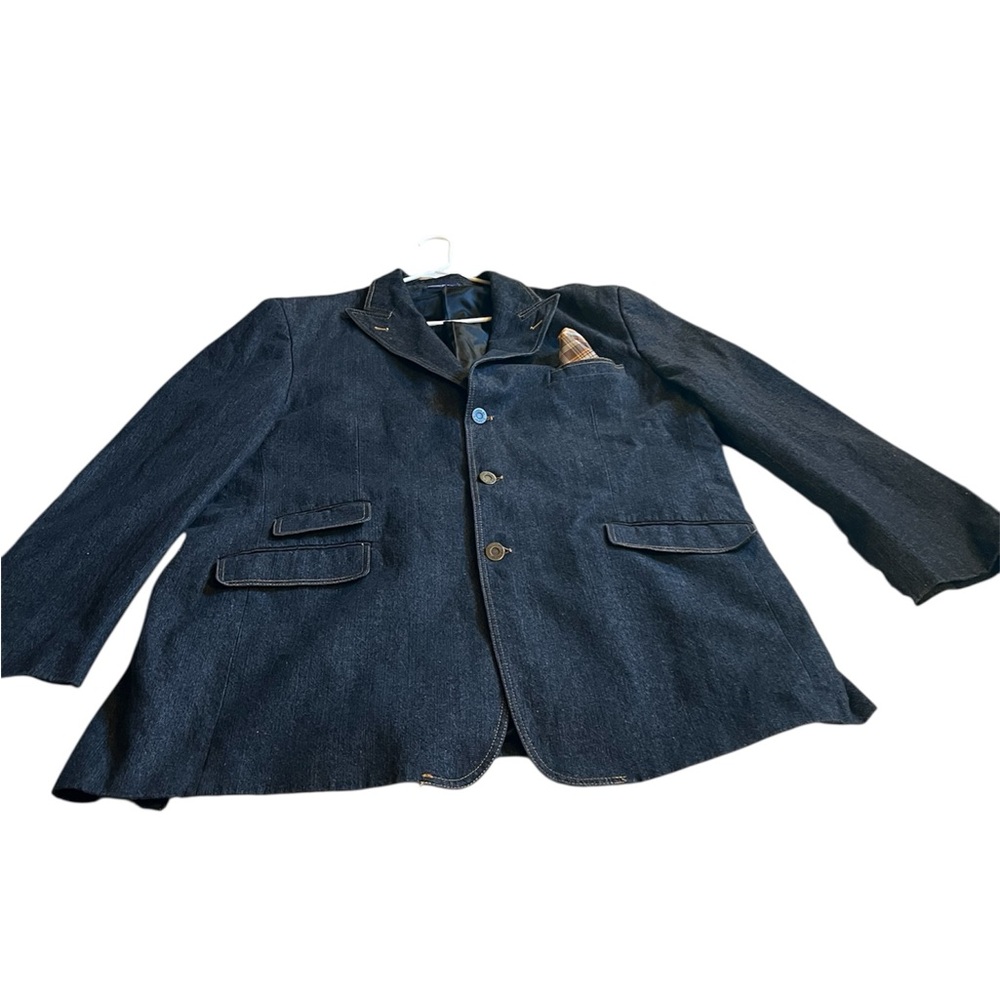 Vittorio St. Angelo 3Pc Denim Baggy Streetwear Suit 48R Vintage Dark Rinse Jeans